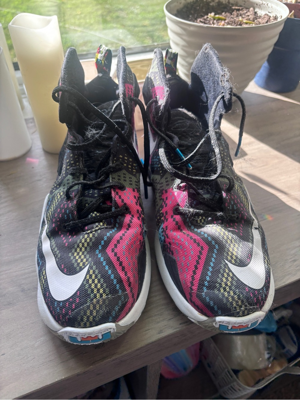 Nike Kids Black and Neon Basketball Sneakers. Only used one season.